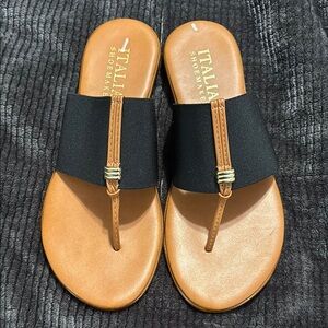 Italian Shoemakers Black and Tan Sandals